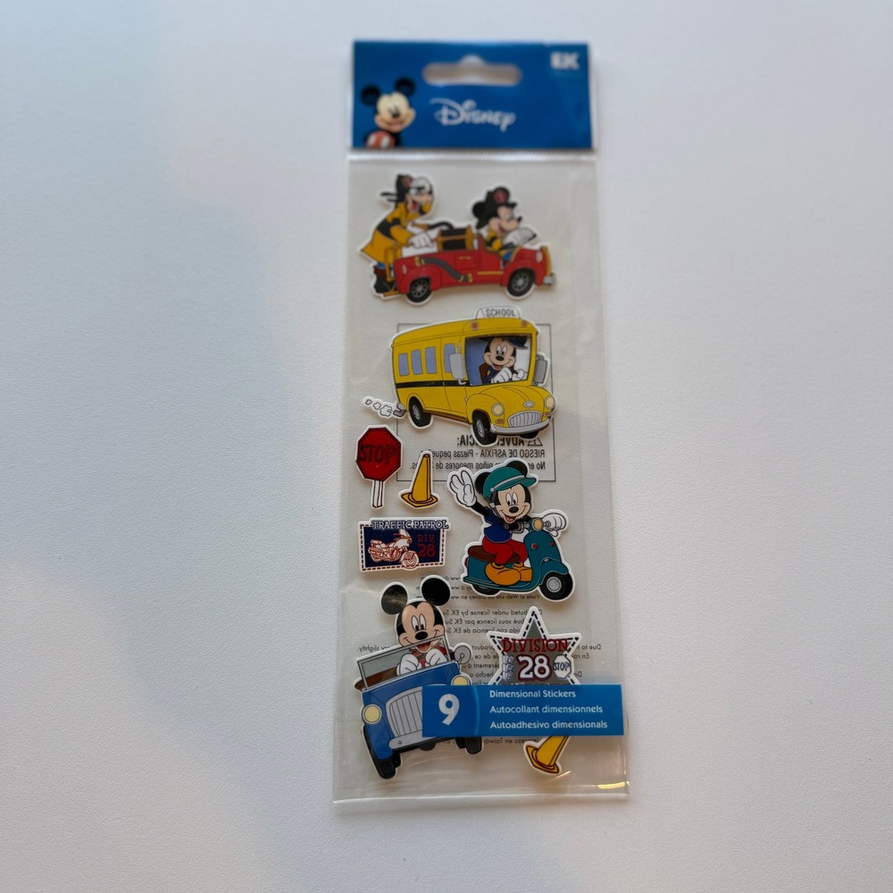 Disney EK Success Mickey Mouse Dimensional Stickers 9pc School Bus Car Scooter